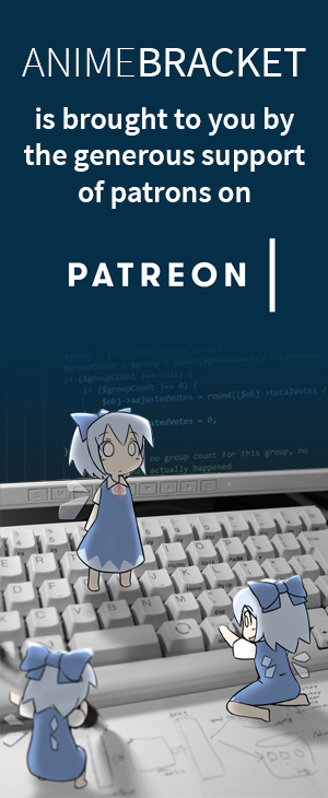 AnimeBracket is brought to you by the generous support of patrons on Patreon